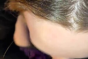 A skinny wife fingers her dripping shaved pussy before taking cum on tongue from husband