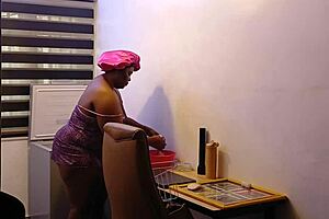 Ebony Fat Ass Maid Bends Over for Domestic Duties