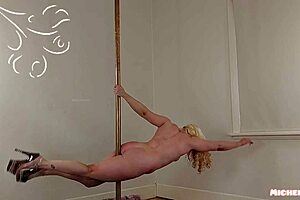 Blonde Cougar Teases Nipples in Embarrassing Nude Pole Striptease