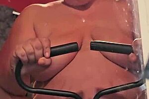 Milf bounces on huge dildo till she squirts everywhere