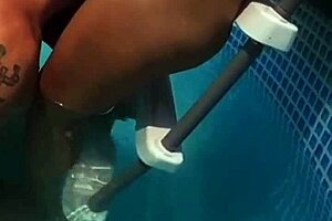 blonde milf neighbor pool sex nearly caught outdoors