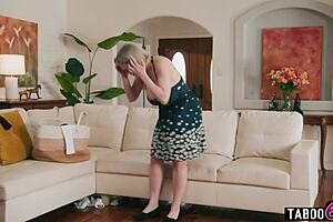 Gilf Stepmom's Huge Boobs Bounce on Two Young Stepsons' Cocks