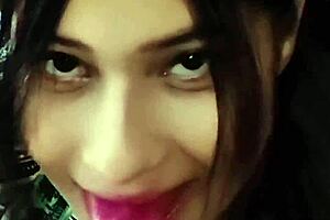 Curvy Colombian bunny in latex miniskirt gets dominated with feet massage and dildo toys