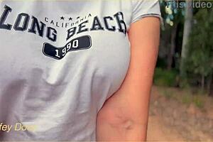 Wifey braless flashing perfect tits publicly