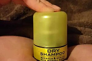YOUNG SLUT rams 6-inch round hairspray can into GAPING WET PUSSY