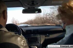 Amateur European granny tries porn first time with young stud in stockings