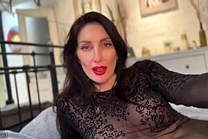 sexy brunette milf amateur begs cumshot all over her fetish feet