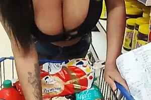 my hot wife's huge ass cheeks burstin from tiny shorts at market cuckold vibes