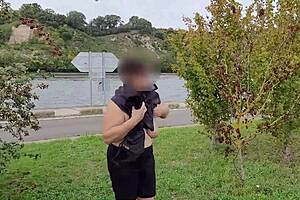 Milf's Huge Saggy Natural Tits Flashed Public Outdoor