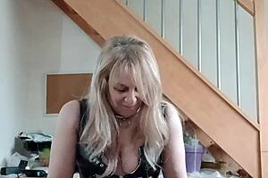 french femdom slave bound handcuffed at office desk