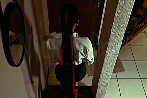 intern punished with ass slaps and tight pussy fingering