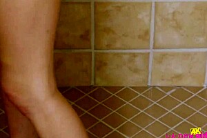 charming brunette model strips for steamy shower tease 😘🚿