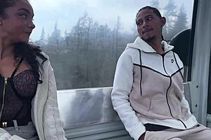 perfect natural tits slut sucks my monster cock in cable car 😍💦 outdoor blowjob!