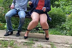 my huge titted mother in law flashes wet pussy and jerks cock in public park!