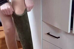 elza koms rips clothes high boots fetish domination!