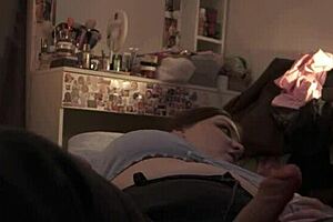 bbw brunette milf spits in your mouth after strap-on suck and foot toe lick.