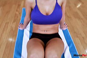 stepmom craves hard dick during intense workout session