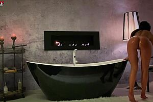 only3x classy shalina devine fingers anus romantically toys bathtub solo masturbation brunette milf anal finger fake tits pool bathroom