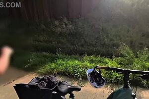 imagine this huge natural titted milf biking nude outdoors, flashing saggy boobs everywhere