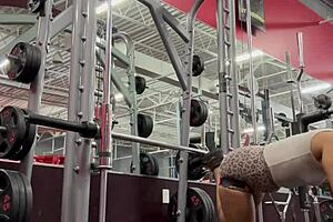 Bobbi jo's big ass pops during her tattooed outdoor workout public tease