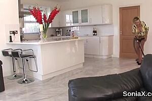 Lady Sonia flaunting massive jugs as unfaithful milf tempts you?