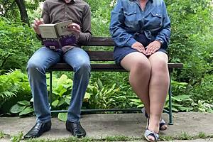 lustful fat chubby milf flashes huge wet ass pussy on street in pantyhose