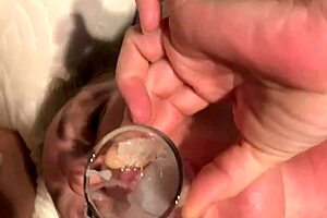 housewife gags on cum then swallows from shotglass