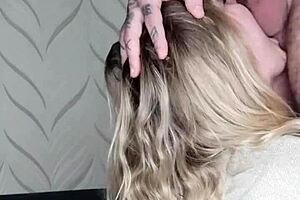 stepdaughter sneaks blowjob cumshot on stepdad's monster cock while mom's away