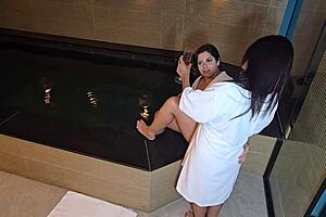 i called my hot latina milf friend as a gift for my boyfriend at the swingers party voyeur