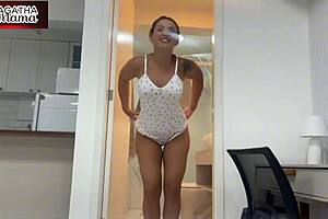 Agatha Mama takes BBC creampie mid-fuck as condom rips off!