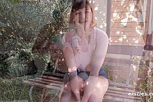 lucy spreads legs in bedroom, fingers hairy pussy clit intimately under underwear