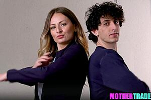 Step moms swap step sons cocks milking them in taboo 4some