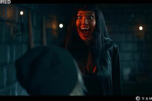 Puck transforms into vampire kissing Veronica Leal's big tits