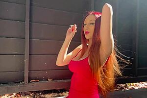 artemisia love smokes hot while fingering outdoors solo tease