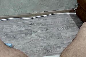 hey watch this sexy mature milf shave her stepsons pubes then caress his penis with oiled big natural tits till he cums hard