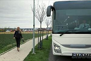 blonde principal tricks student into mmf pussy pounding on czech bus