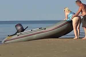 boatman spots hot plump tourist flashing curvy body then fucks her hard on beach publicly