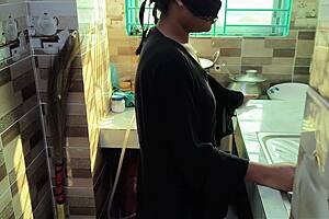 desi hijab stepsister spreads pussy fucked hard in kitchen by stepbro