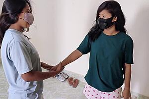 desi bhabhi and her maas get into romantic lesbian play at home