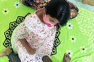 Desi step-daughter seduces father-in-law for first-time bedroom fuck with natural tits licking