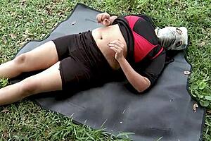 Curvy Stepmom's Fat Ass Gets Fucked By Stranger During Park Yoga Session