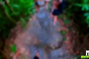 can i fuck these hot busty blonde brunette fitness babes in woods?