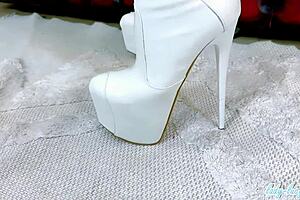 ever wonder how lady lucy teases in white thigh boots on that leather sofa?