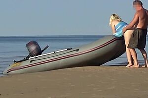 boatman spots hot plump tourist flashing curvy body then fucks her hard on beach publicly