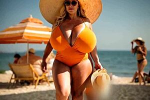 THICK BBW MOM bounces her FAT TITS in ai generated bouncing boobs frenzy