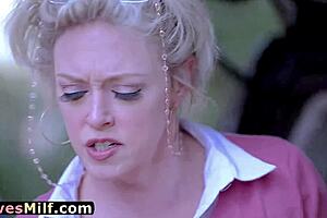 spying neighbor craves milf's curves, gets anal wrecked and facial blast