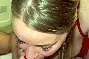 StepMom Begs To Suck Stepson's Huge Dick In Bedroom Lingerie Tease!