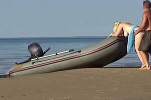 boatman spots hot plump tourist flashing curvy body then fucks her hard on beach publicly