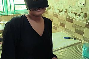 desi hijab stepsister spreads pussy fucked hard in kitchen by stepbro