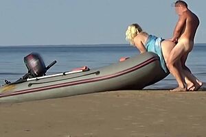 boatman spots hot plump tourist flashing curvy body then fucks her hard on beach publicly